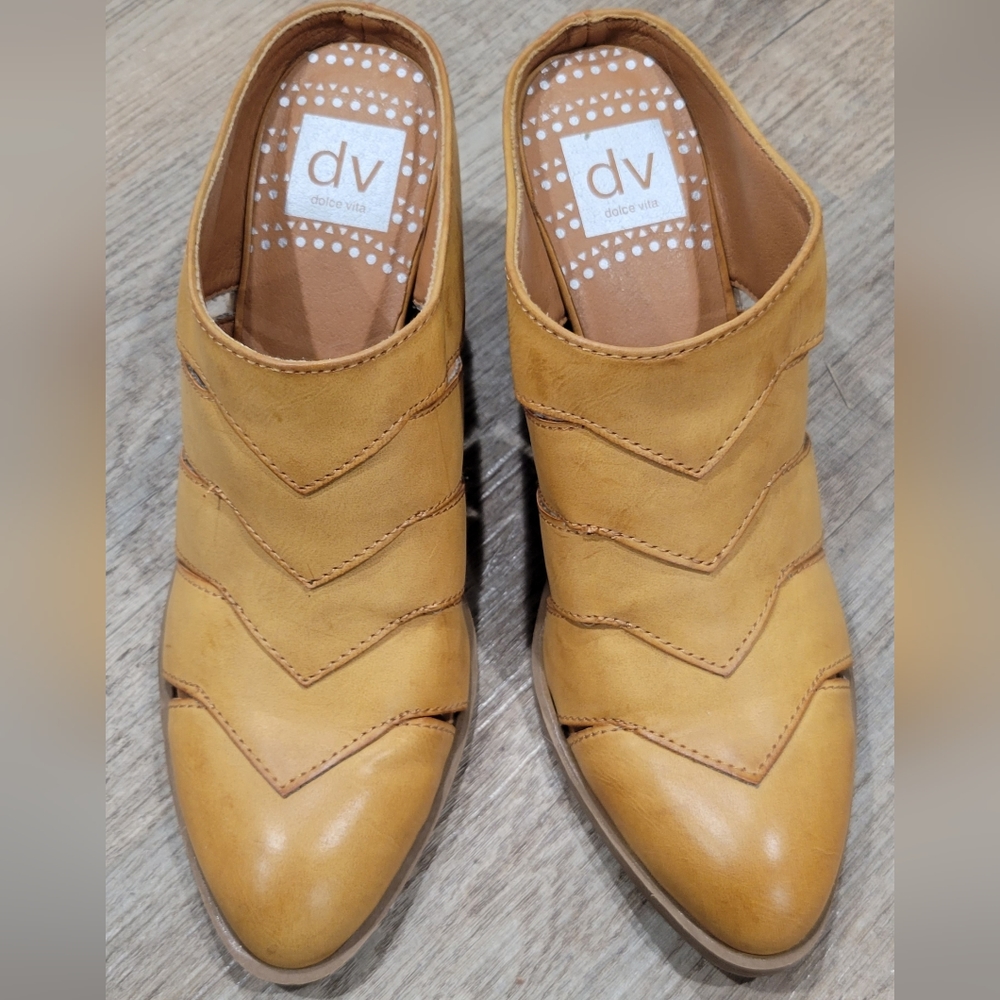 Dolce Vita real leather block heel mules